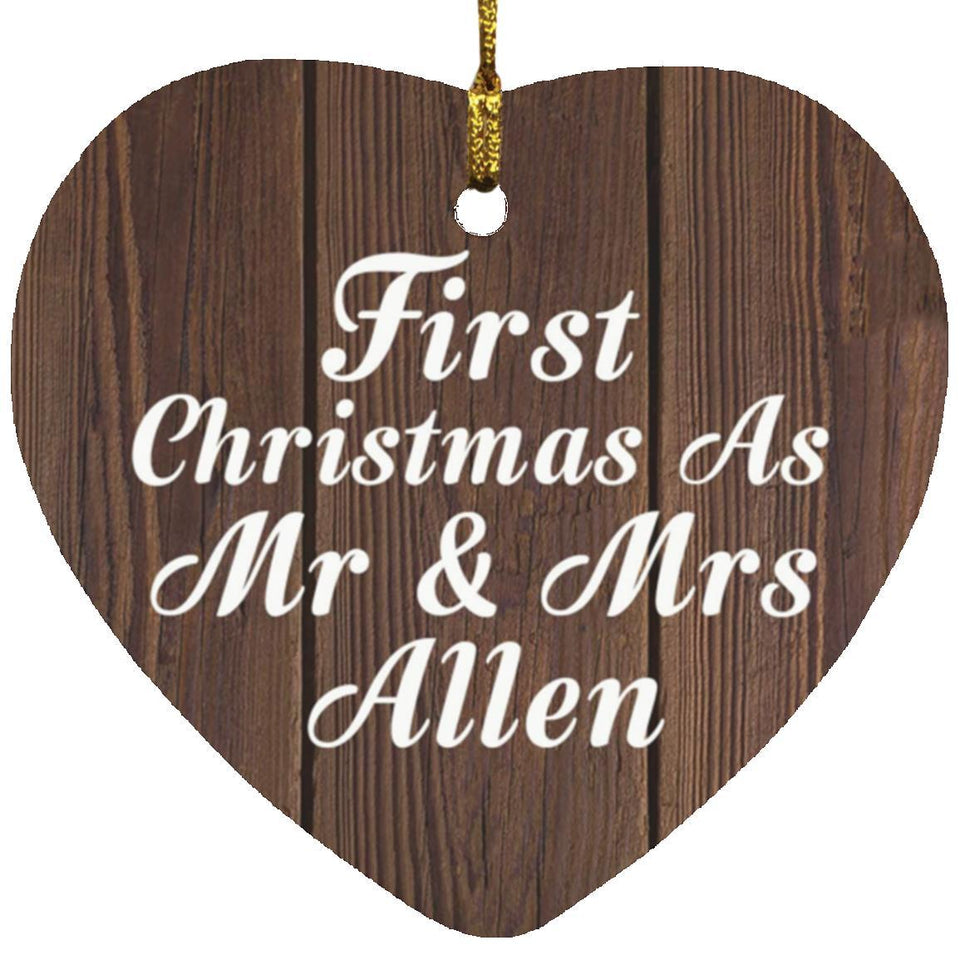 First Christmas As Mr & Mrs Allen - Heart Ornament D