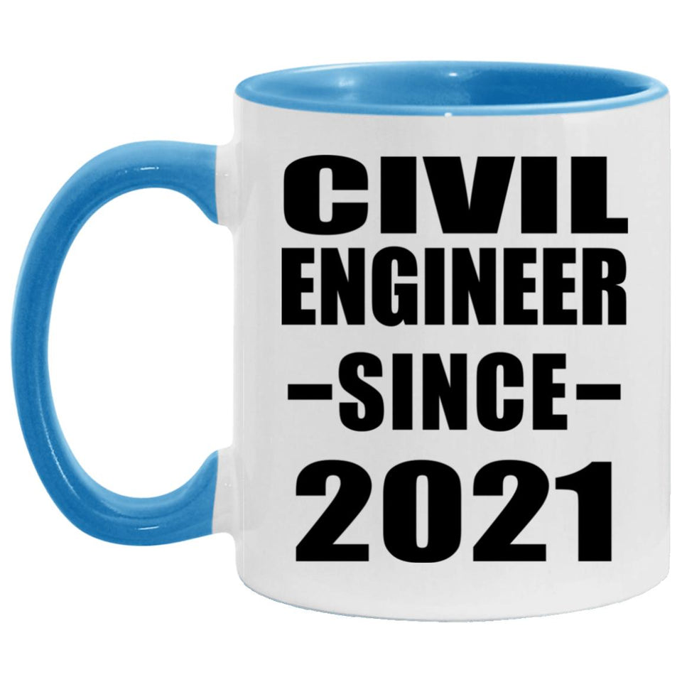 Civil Engineer Since 2021 - 11oz Accent Mug Blue