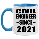 Civil Engineer Since 2021 - 11oz Accent Mug Blue