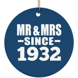 92nd Anniversary Mr & Mrs Since 1932 - Circle Ornament