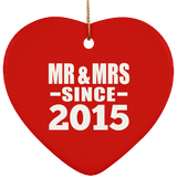 9th Anniversary Mr & Mrs Since 2015 - Heart Ornament