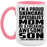 Proud Skincare Specialist Mom Of Awesome Son - 15oz Accent Mug Pink