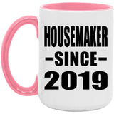 Housemaker Since 2019 - 15oz Accent Mug Pink