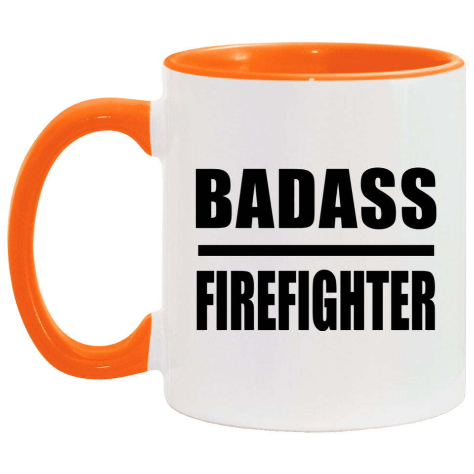 Badass Firefighter - 11oz Accent Mug Orange