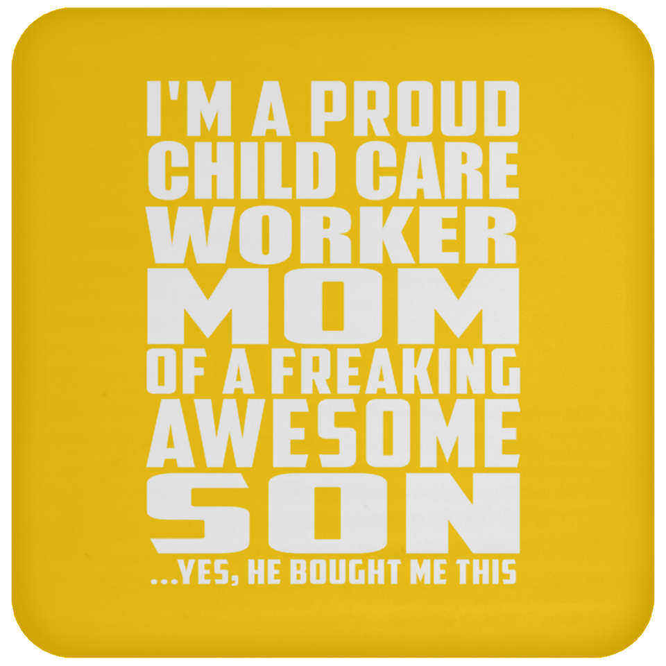 Proud Child Care Worker Mom Of Awesome Son - Drink Coaster