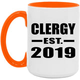 Clergy Established EST. 2019 - 15oz Accent Mug Orange