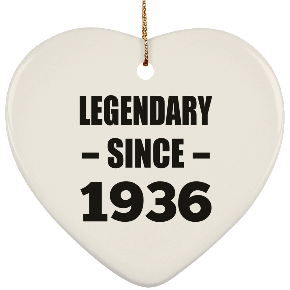 88th Birthday Legendary Since 1936 - Heart Ornament