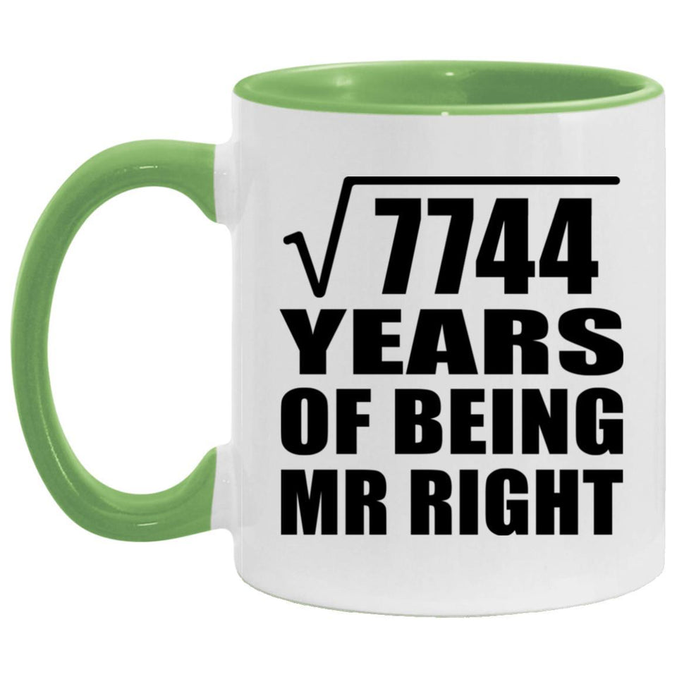 88th Anniversary Square Root of 7744 Years of Being Mr Right - 11oz Accent Mug Green