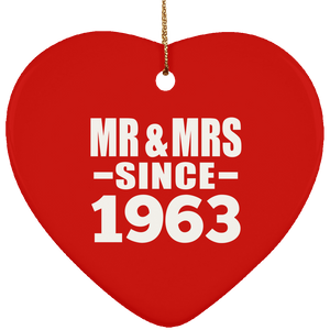 61st Anniversary Mr & Mrs Since 1963 - Heart Ornament