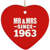 61st Anniversary Mr & Mrs Since 1963 - Heart Ornament