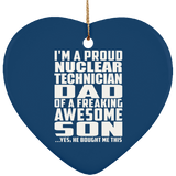 Proud Nuclear Technician Dad Of Awesome Son - Heart Ornament
