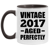 7th Birthday Vintage 2017 Aged Perfectly - 11oz Accent Mug Black