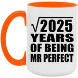 45th Anniversary Square Root of 2025 Years of Mr Perfect - 15oz Accent Mug Orange