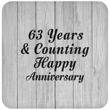 Happy 63rd Anniversary 63 Years & Counting - Drink Coaster F