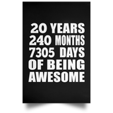 20th Birthday 20 Years 240 Months 7305 Days Of Awesome - Poster Portrait