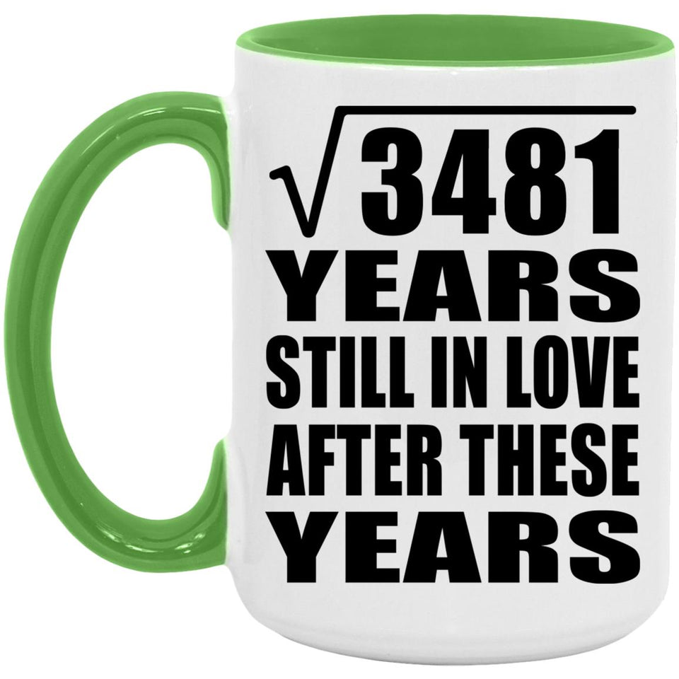 59th Anniversary Square Root of 3481 Years Still In Love - 15oz Accent Mug Green