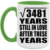 59th Anniversary Square Root of 3481 Years Still In Love - 15oz Accent Mug Green