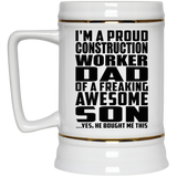 Proud Construction Worker Dad Of Awesome Son - Beer Stein