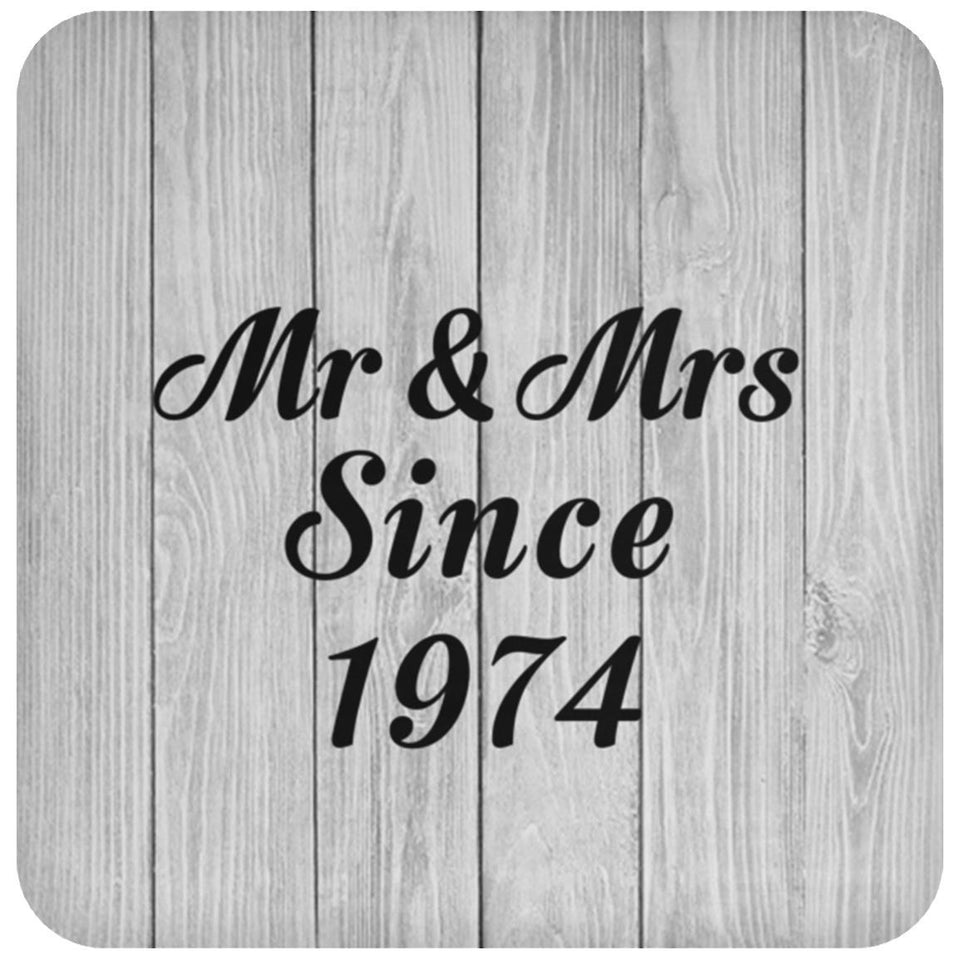 50th Anniversary Mr & Mrs Since 1974 - Drink Coaster F