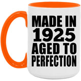 99th Birthday Made In 1925 Aged to Perfection - 15oz Accent Mug Orange