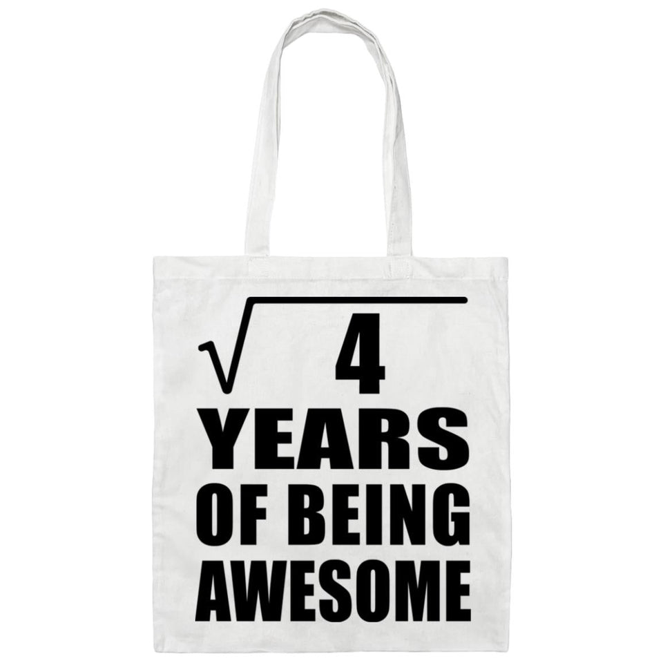 2nd Birthday Square Root of 4 Years of Being Awesome - Tote Bag White