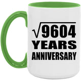 98th Anniversary Square Root of 9604 Years Anniversary - 15oz Accent Mug Green