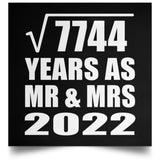88th Anniversary Square Root of 7744 Years As Mr & Mrs 2022 - Poster Square