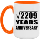 47th Anniversary Square Root of 2209 Years Anniversary - 15oz Accent Mug Orange