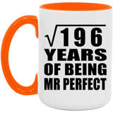 14th Anniversary Square Root of 196 Years of Mr Perfect - 15oz Accent Mug Orange