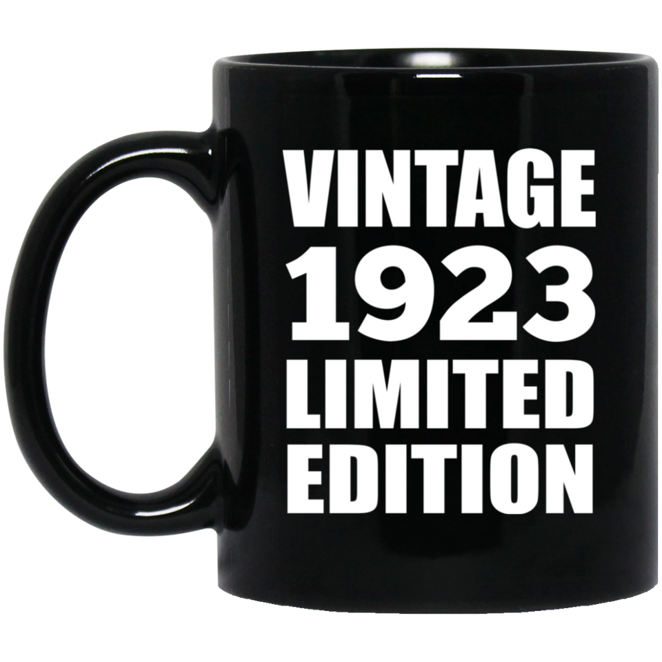 101st Birthday Vintage 1923 Limited Edition - 11oz Coffee Mug Black