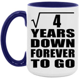 2nd Anniversary Square Root of 4 Years Down Forever To Go - 15oz Accent Mug Purple