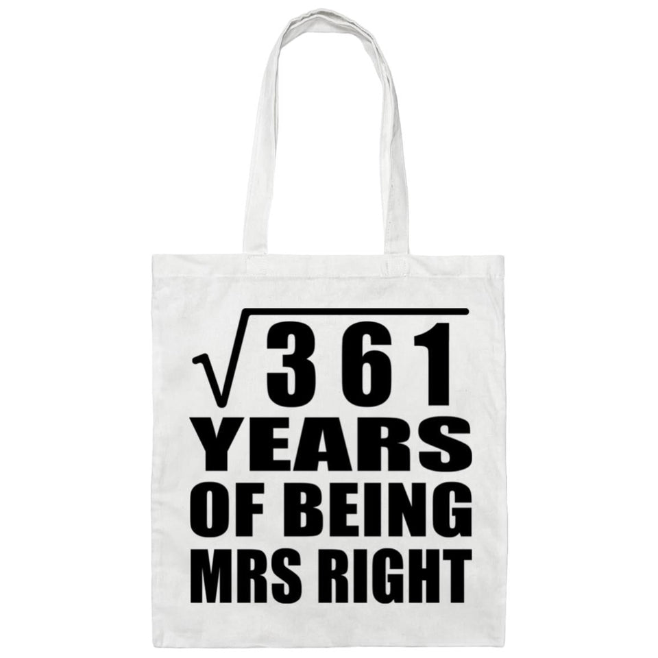 19th Anniversary Square Root of 361 Years of Being Mrs Right - Tote Bag White