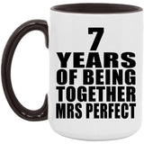 7th Anniversary 7 Years Of Being Mrs Perfect - 15oz Accent Mug Black