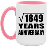 43rd Anniversary Square Root of 1849 Years Anniversary - 15oz Accent Mug Pink