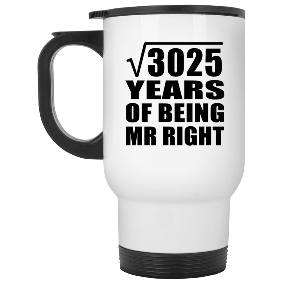55th Anniversary Square Root of 3025 Years of Being Mr Right - White Travel Mug