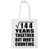 12th Anniversary Square Root of 144 Years Who's Counting - Tote Bag White