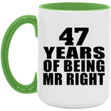 47th Anniversary 47 Years Of Being Mr Right - 15oz Accent Mug Green