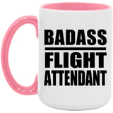 Badass Flight Attendant - 15oz Accent Mug Pink