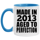 11th Birthday Made In 2013 Aged to Perfection - 11oz Accent Mug Blue
