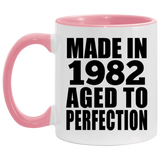 42nd Birthday Made In 1982 Aged to Perfection - 11oz Accent Mug Pink