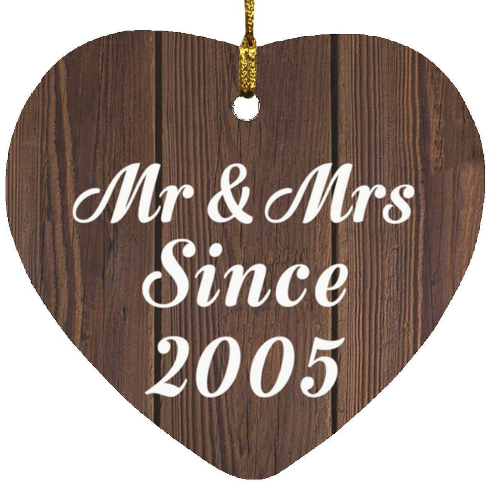 19th Anniversary Mr & Mrs Since 2005 - Heart Ornament D