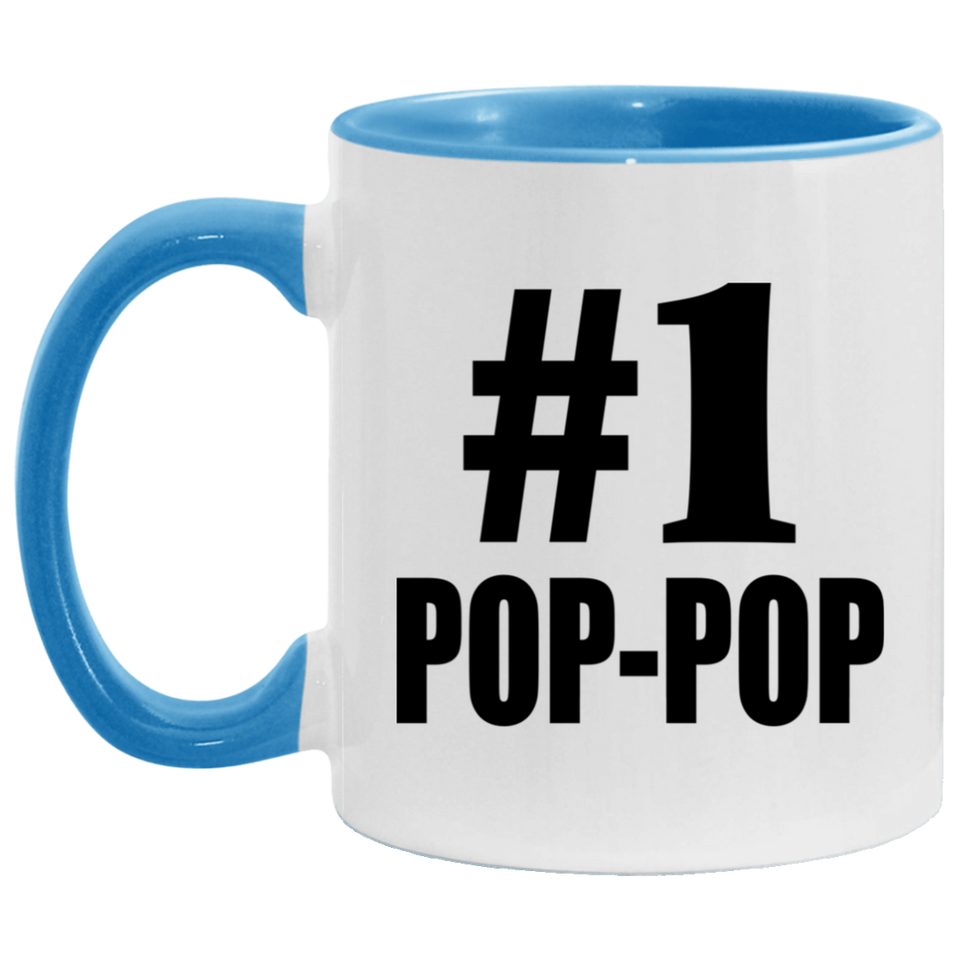 Number One #1 Pop-Pop - 11oz Accent Mug Blue
