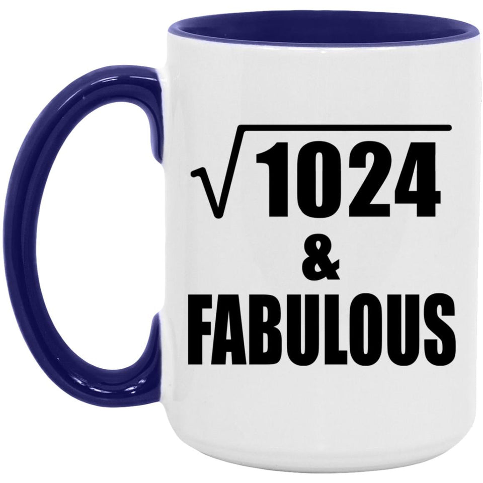 32nd Birthday Square Root of 1024 & Fabulous - 15oz Accent Mug Purple