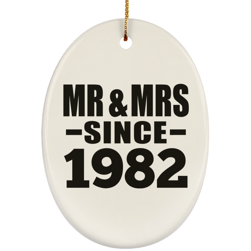 42nd Anniversary Mr & Mrs Since 1982 - Oval Ornament