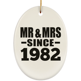 42nd Anniversary Mr & Mrs Since 1982 - Oval Ornament