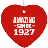 97th Birthday Amazing Since 1927 - Heart Ornament