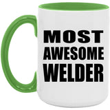 Most Awesome Welder - 15oz Accent Mug Green