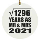 36th Anniversary Square Root of 1296 Years As Mr & Mrs 2021 - Circle Ornament