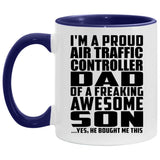 Proud Air Traffic Controller Dad Of Awesome Son - 11oz Accent Mug Purple