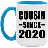 Cousin Since 2020 - 15oz Accent Mug Blue